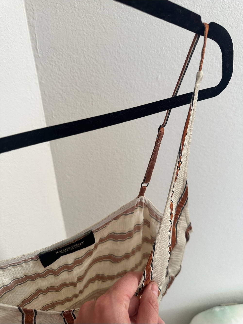 RACHEL COMEY Cream and Brown Striped Caliper Slip Dress - Picture 13 of 13